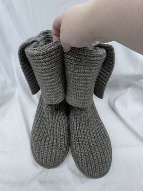 UGG Women's Knit Fold-Over Ankle Boots - Gray